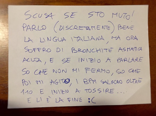 alessandro poletti dolore bronchi impossibile parlare muto