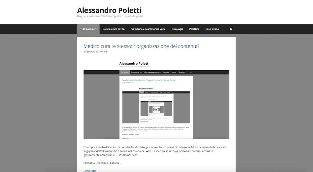 alessandro poletti riorganizzazione contenuti sito internet scatole cinesi