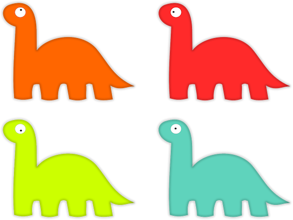 Dinosauri colorati si guardano attorno alla ricerca della razza superiore